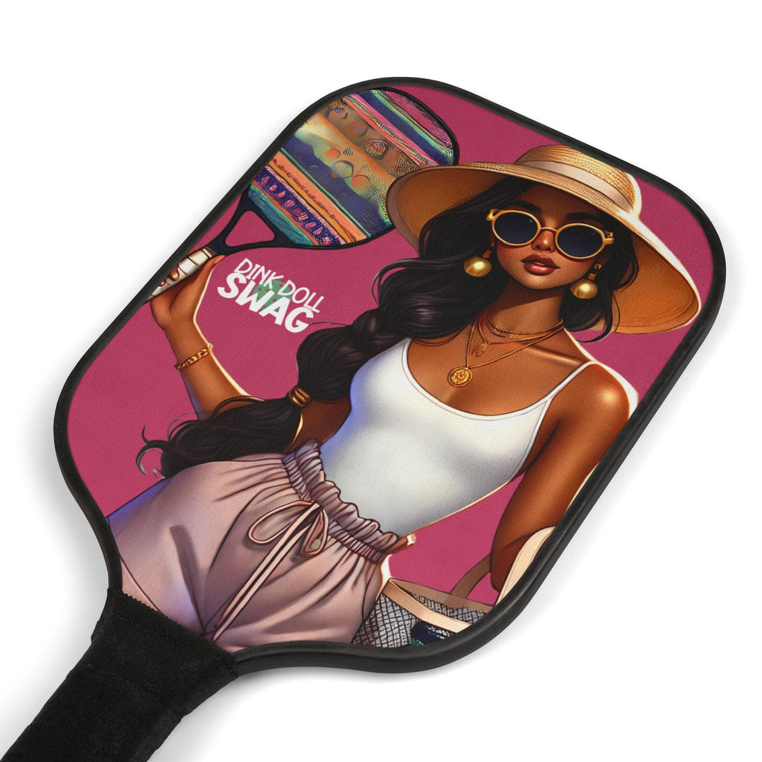 South Asian Diva pickleball paddle kit with sunglasses artwork