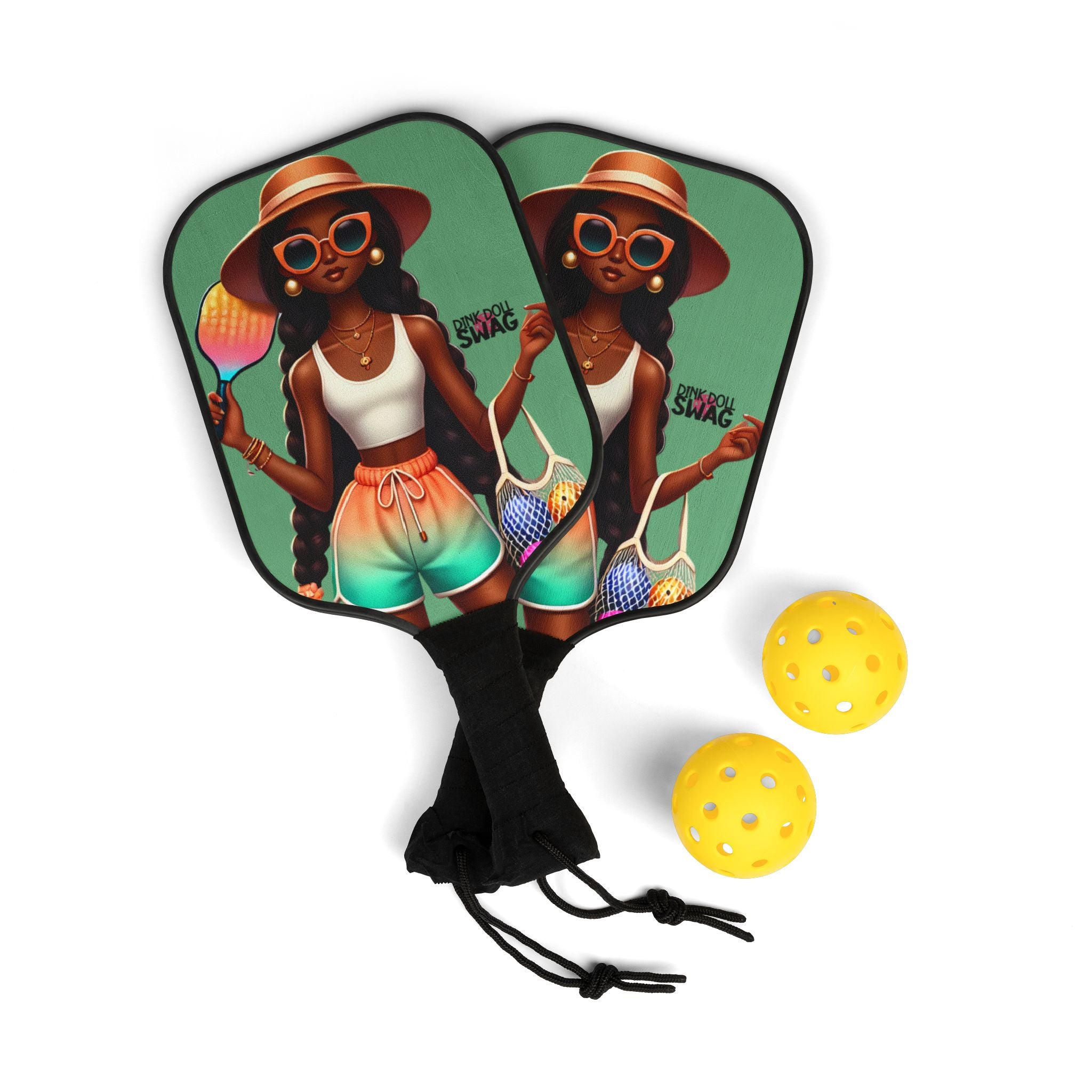 Indigenous Diva pickleball paddle kit with sunglasses artwork