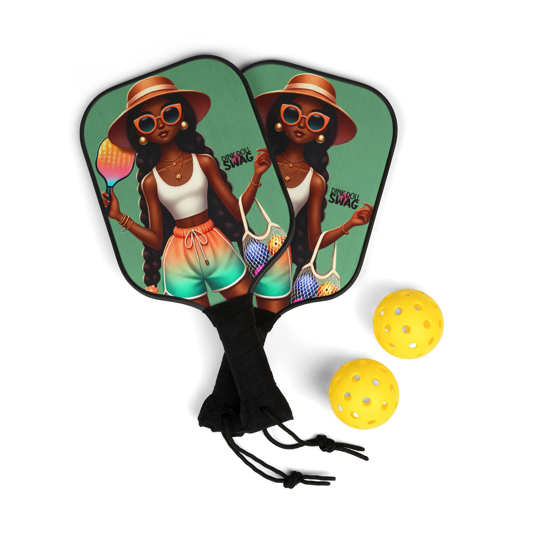 Indigenous Diva pickleball paddle kit with sunglasses artwork