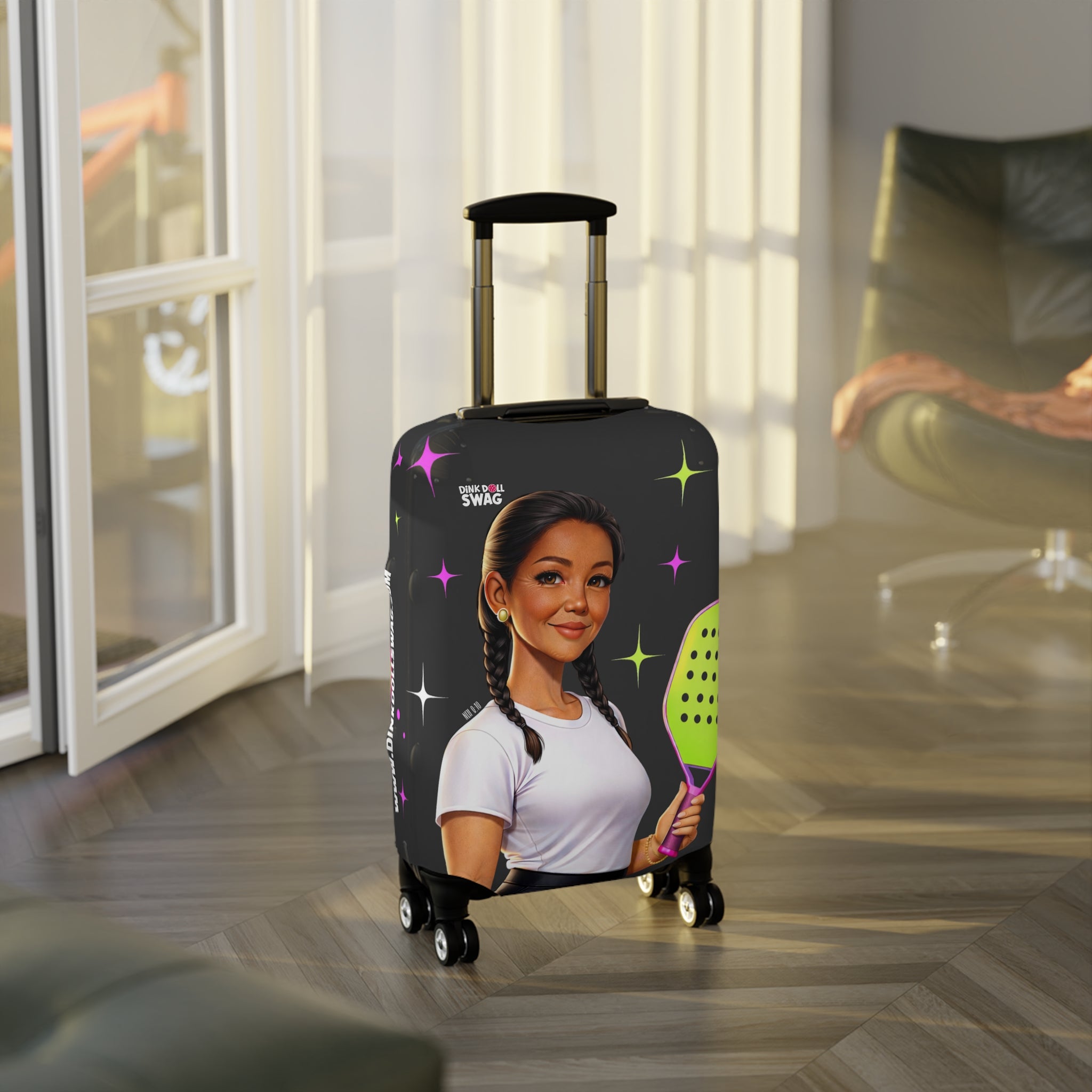 Dink Doll Swag™ Joy in Motion – Legacy Series   – Lucia Edition Pickleball Luggage Cover for Women | Faith-Inspired