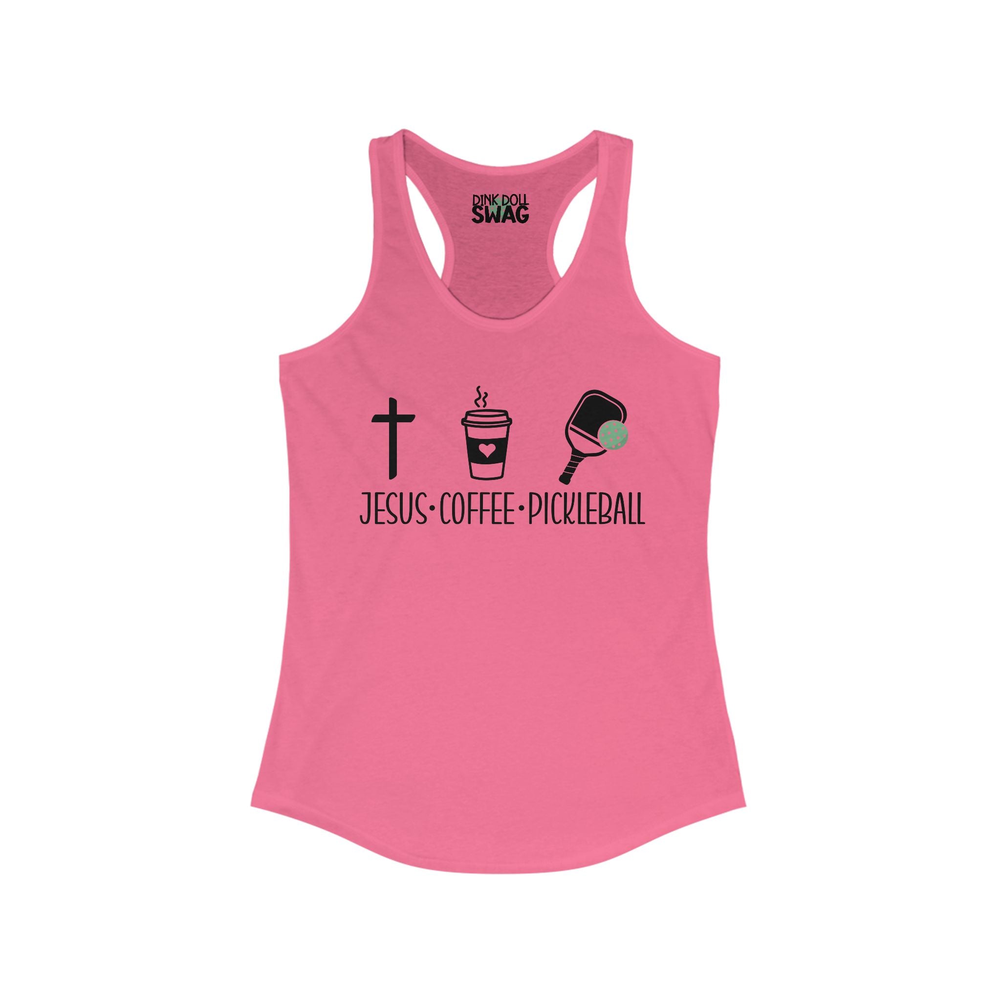 Pickleball Racerback Women's Tank - 'Jesus, Coffee, Pickleball' Design