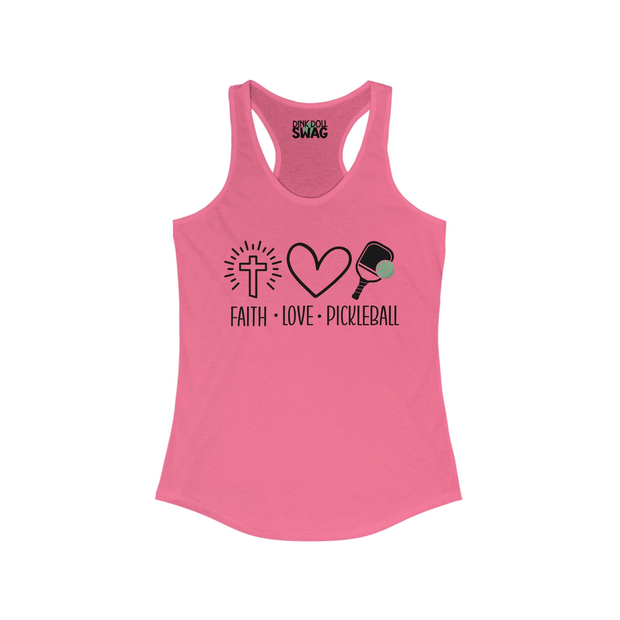 Pickleball Racerback Women's Tank - 'Faith, Love & Pickleball' Design