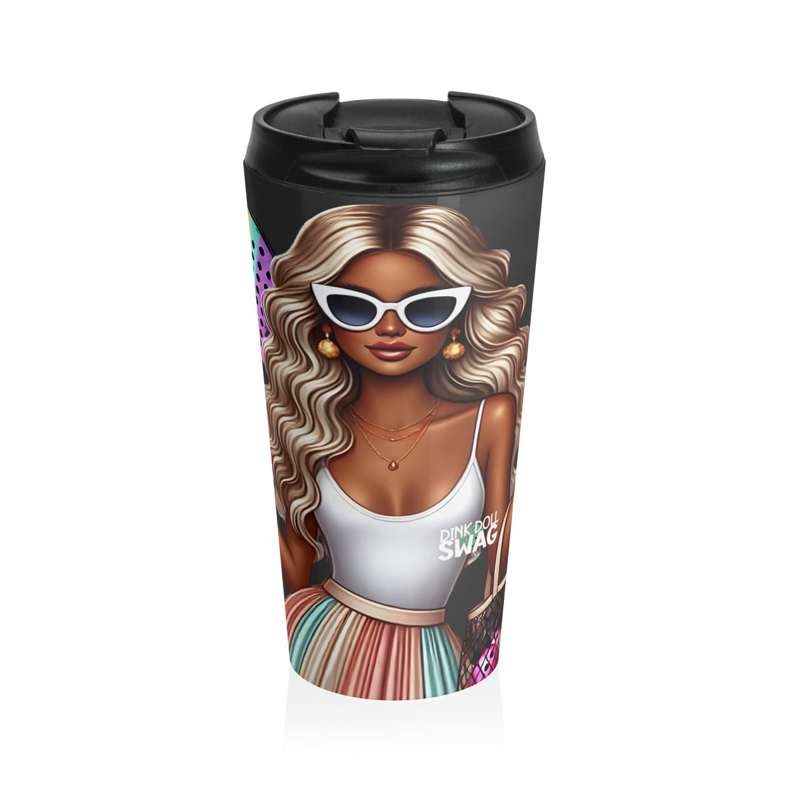 Platinum Blonde Diva pickleball tumbler with glam sunglasses design