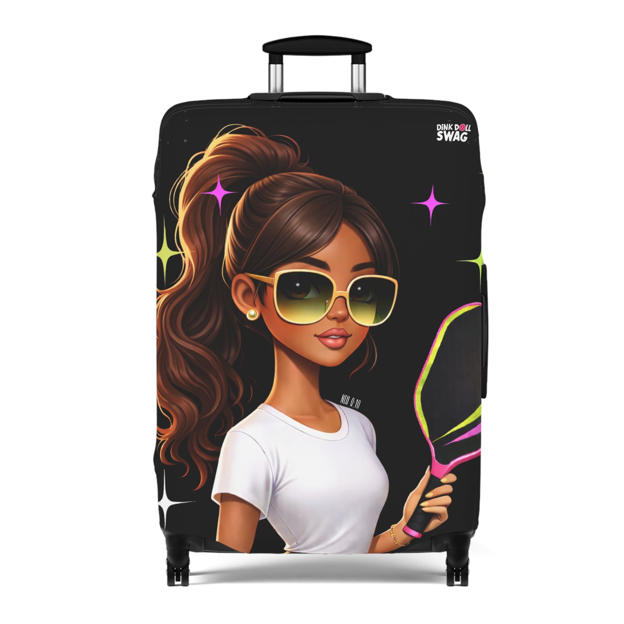 Dink Doll Swag™ Joy in Motion   – Amara Edition Pickleball Luggage Cover for Women | Faith-Inspired