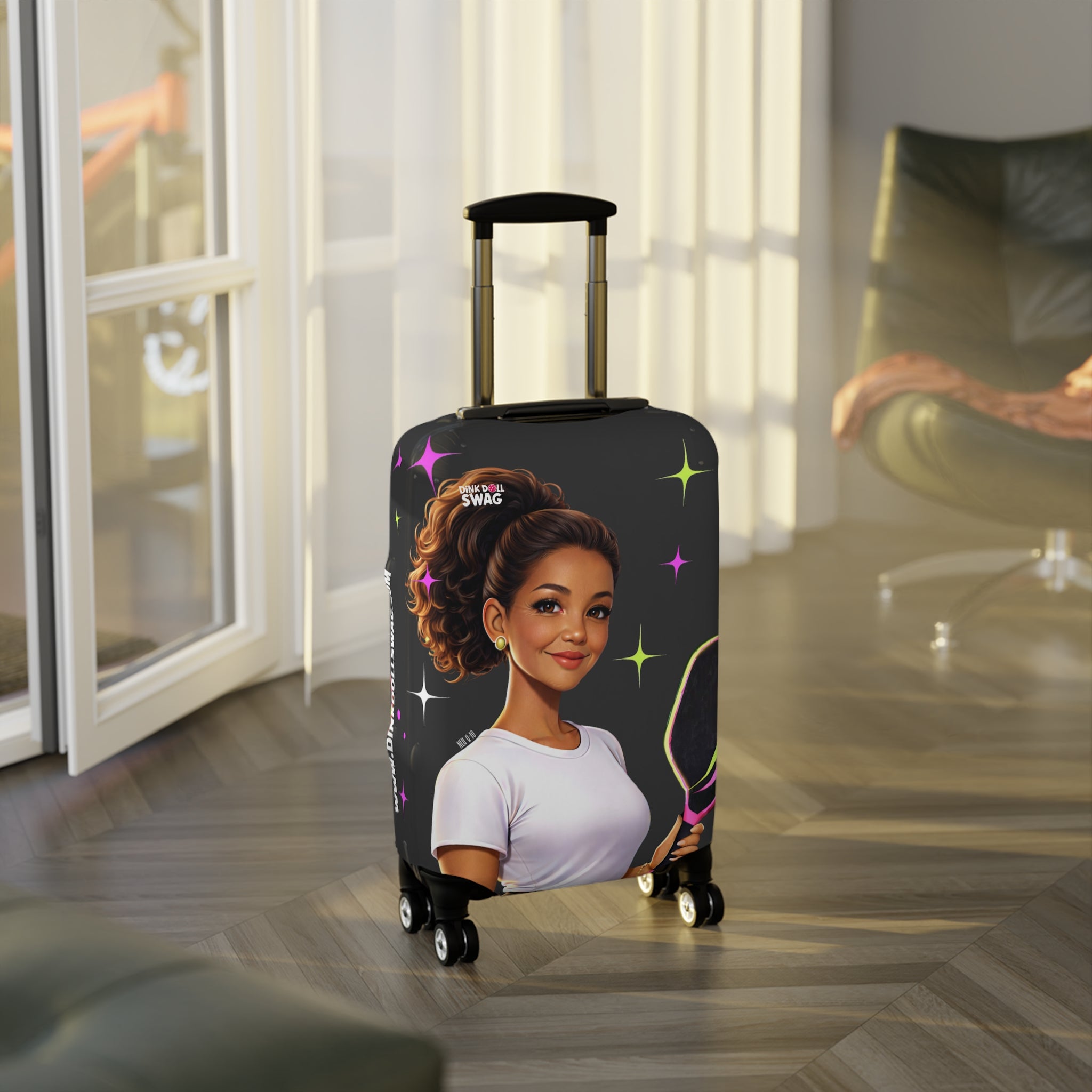 Dink Doll Swag™ Joy in Motion – Legacy Series   – Carmen Edition Pickleball Luggage Cover for Women | Faith-Inspired