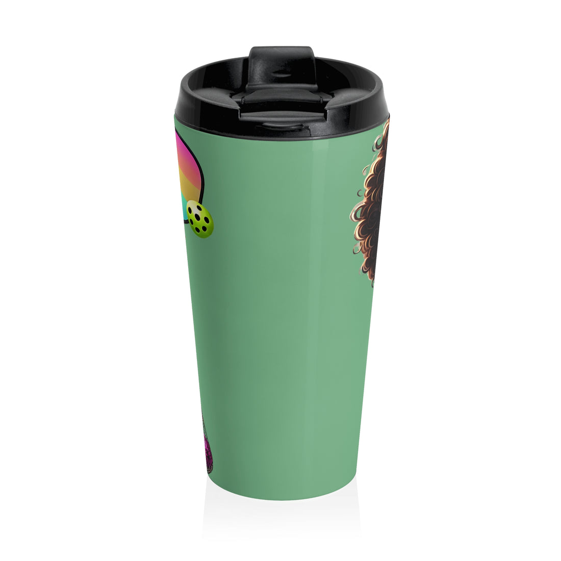 Afro Diva pickleball tumbler with glam sunglasses and hoops design