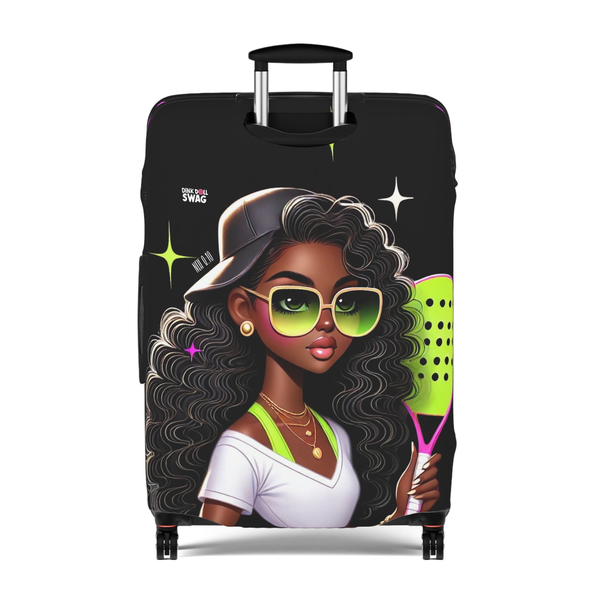 Dink Doll Swag™ Joy in Motion   – Nyla Edition Pickleball Luggage Cover for Women | Faith-Inspired