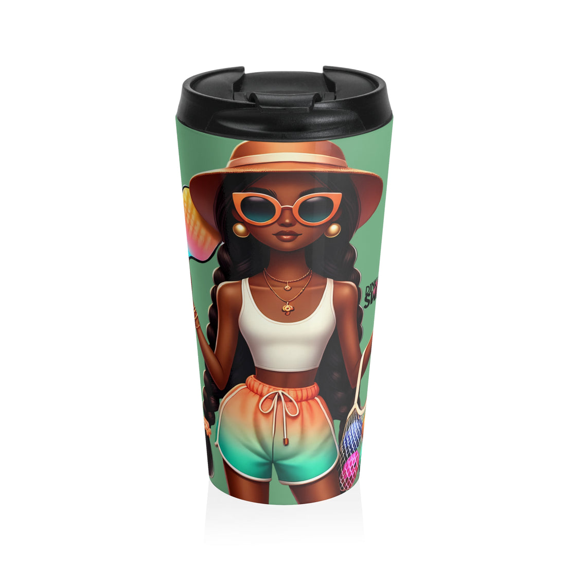 Courtside Glam Pickleball Tumbler Indigenous Diva design by Dink Doll Swag