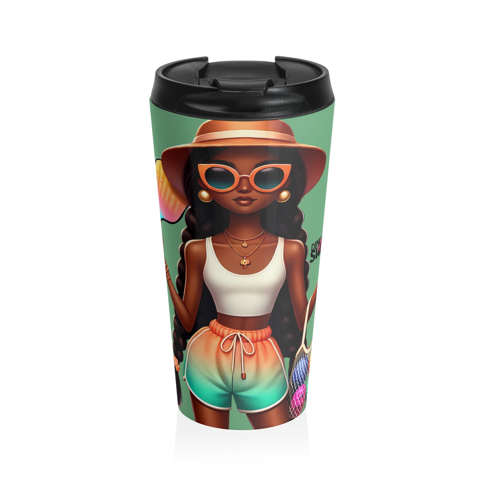 Courtside Glam Pickleball Tumbler Indigenous Diva design by Dink Doll Swag