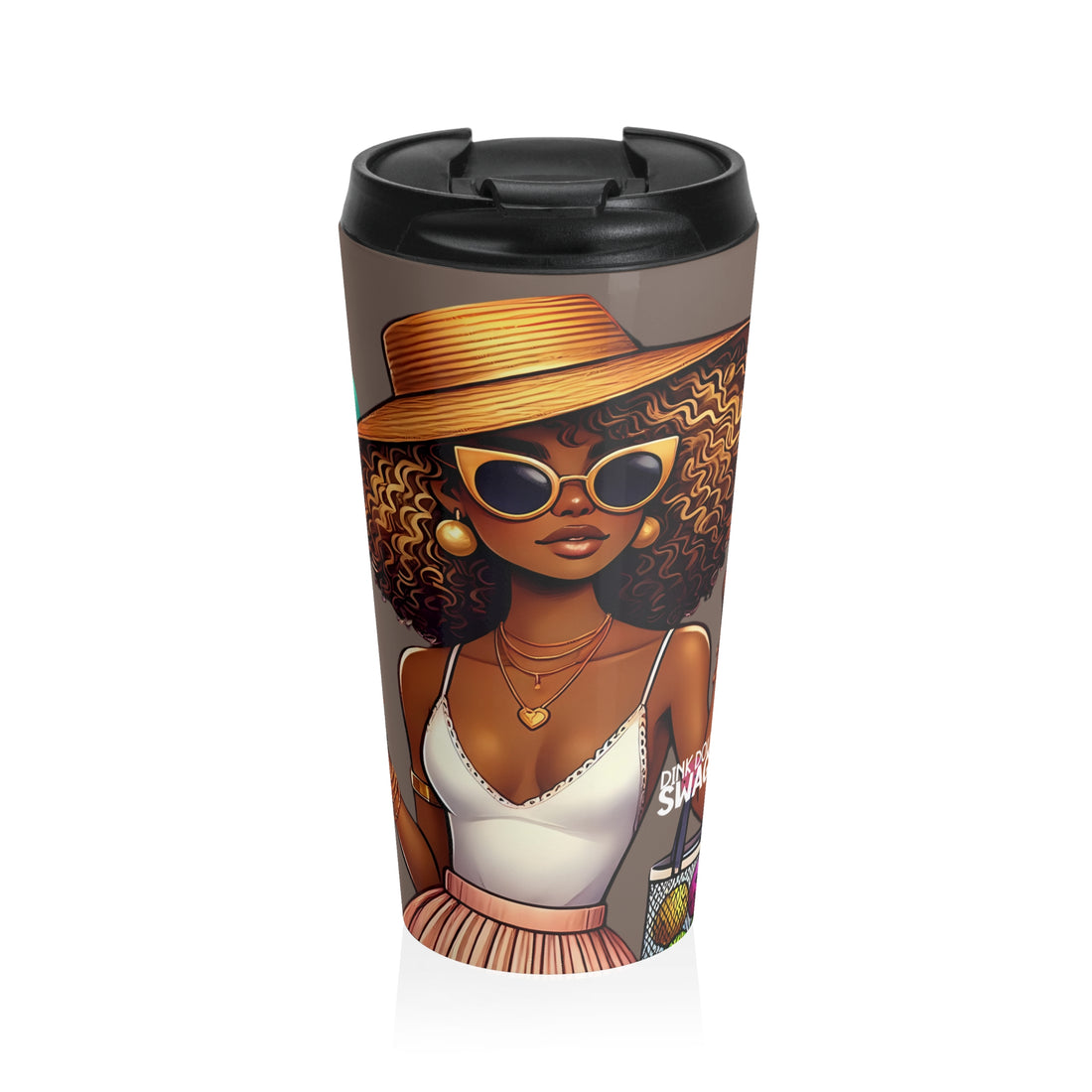 Mixed Race Diva pickleball tumbler with glam sunglasses design