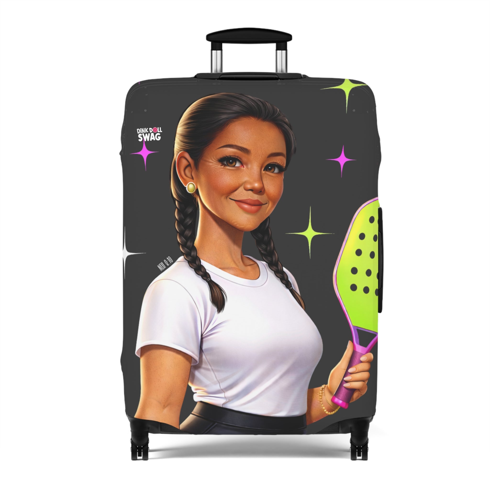 Dink Doll Swag™ Joy in Motion – Legacy Series   – Lucia Edition Pickleball Luggage Cover for Women | Faith-Inspired