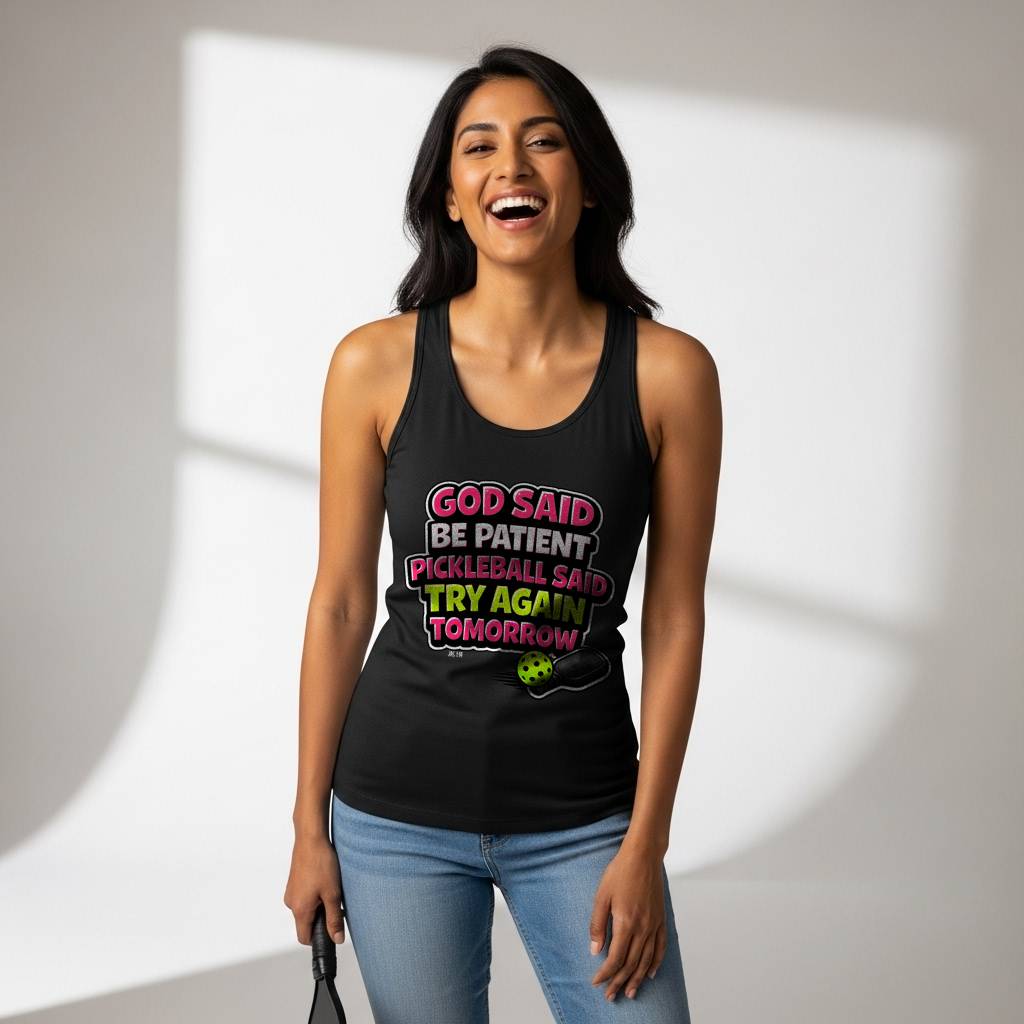 God Said Be Patient Racerback Tank (Rom 12:12)