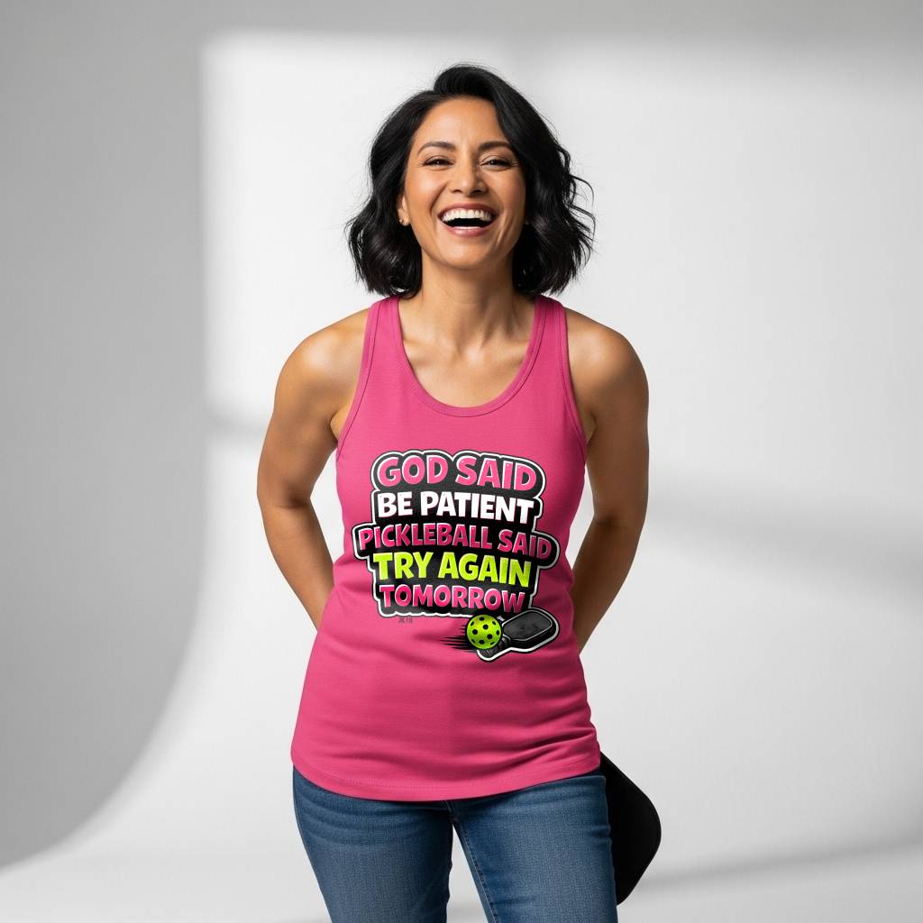 God Said Be Patient Racerback Tank (Rom 12:12)