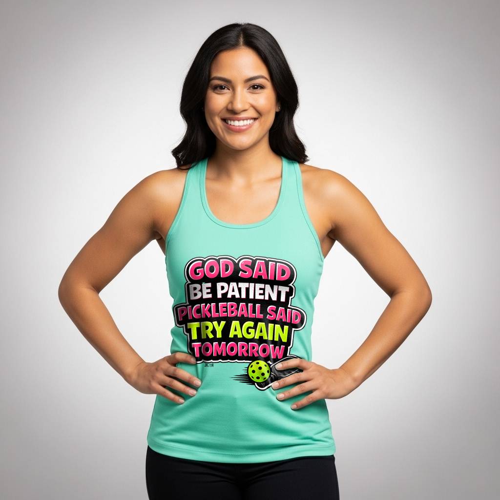 God Said Be Patient Racerback Tank (Rom 12:12)