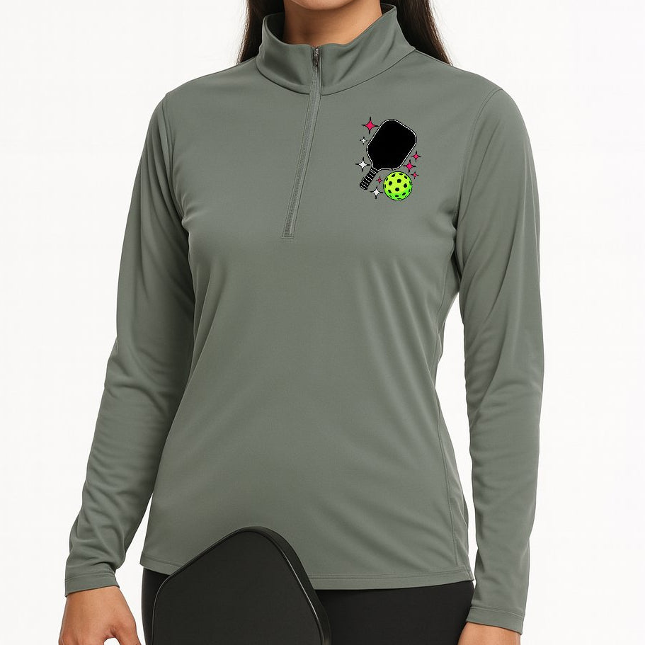 No SORRY in Pickleball Quarter-Zip Pullover (2 Tim 1:7)